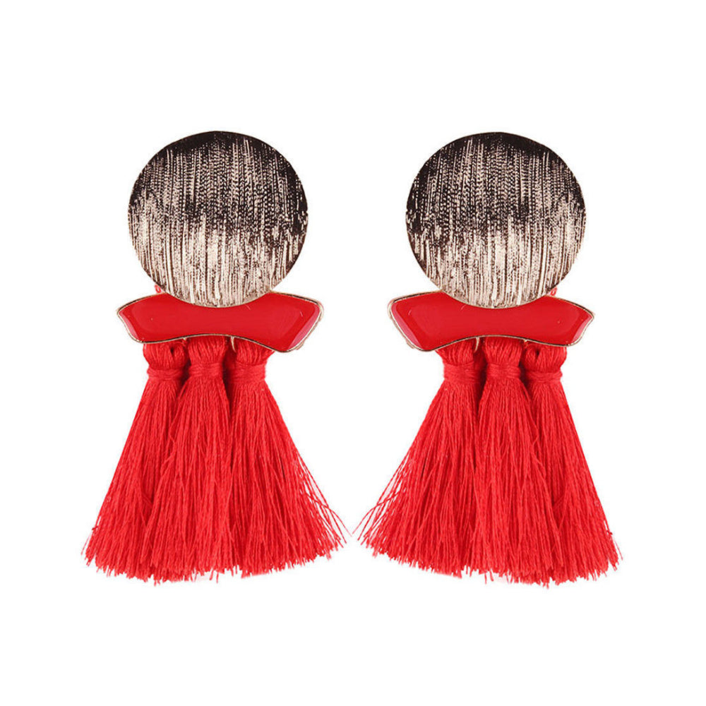 Fire and Ice Red Tassel Earrings