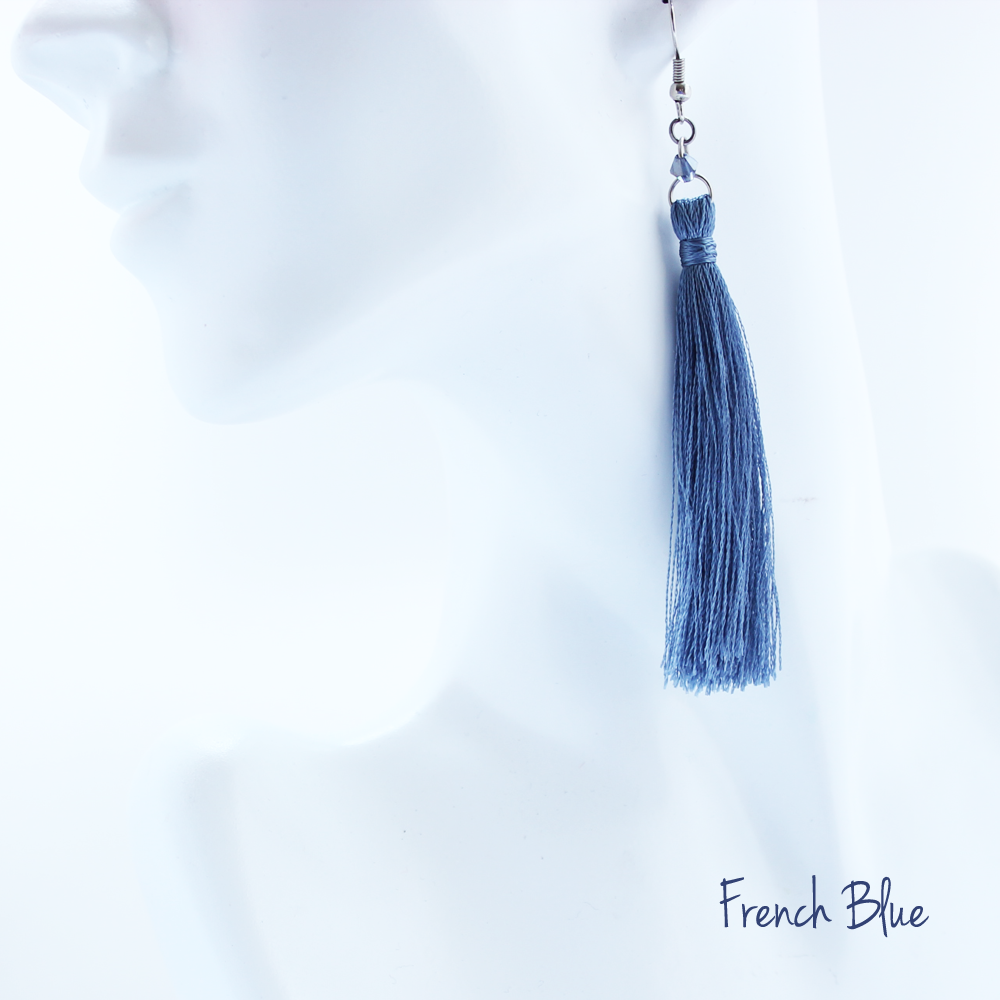french blue tassel earrings
