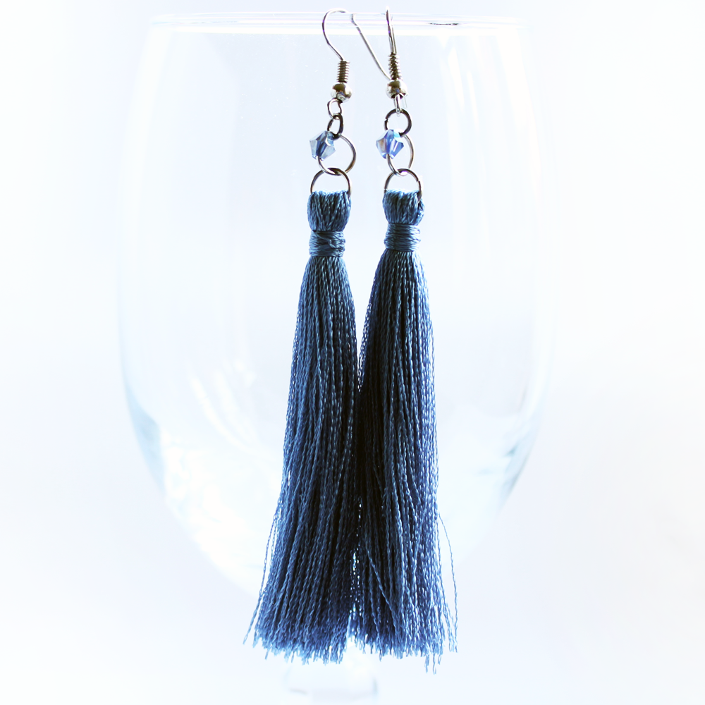 french blue tassel earrings