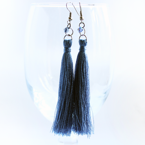 french blue tassel earrings