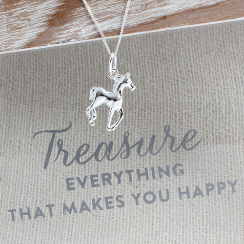 Galloping Sterling Silver Horse Pendant