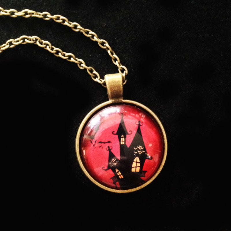 Ghost House Halloween Necklace