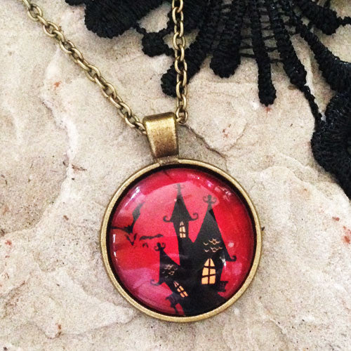 Ghost House Halloween Necklace
