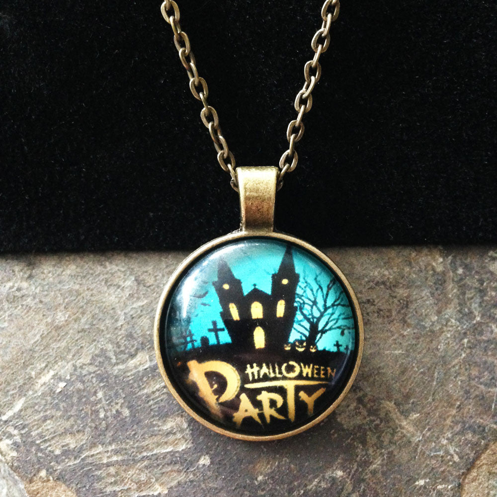 Ghost House Party Halloween Necklace