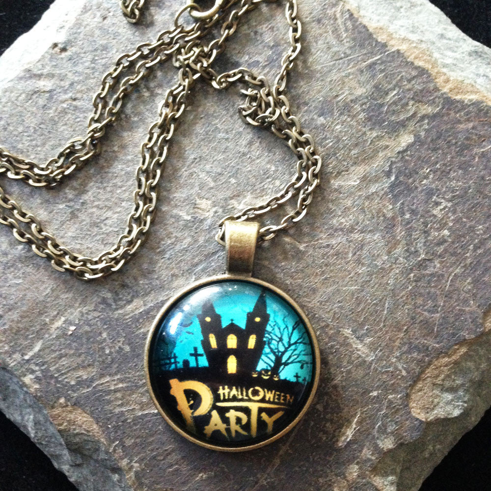 Ghost House Party Halloween Necklace