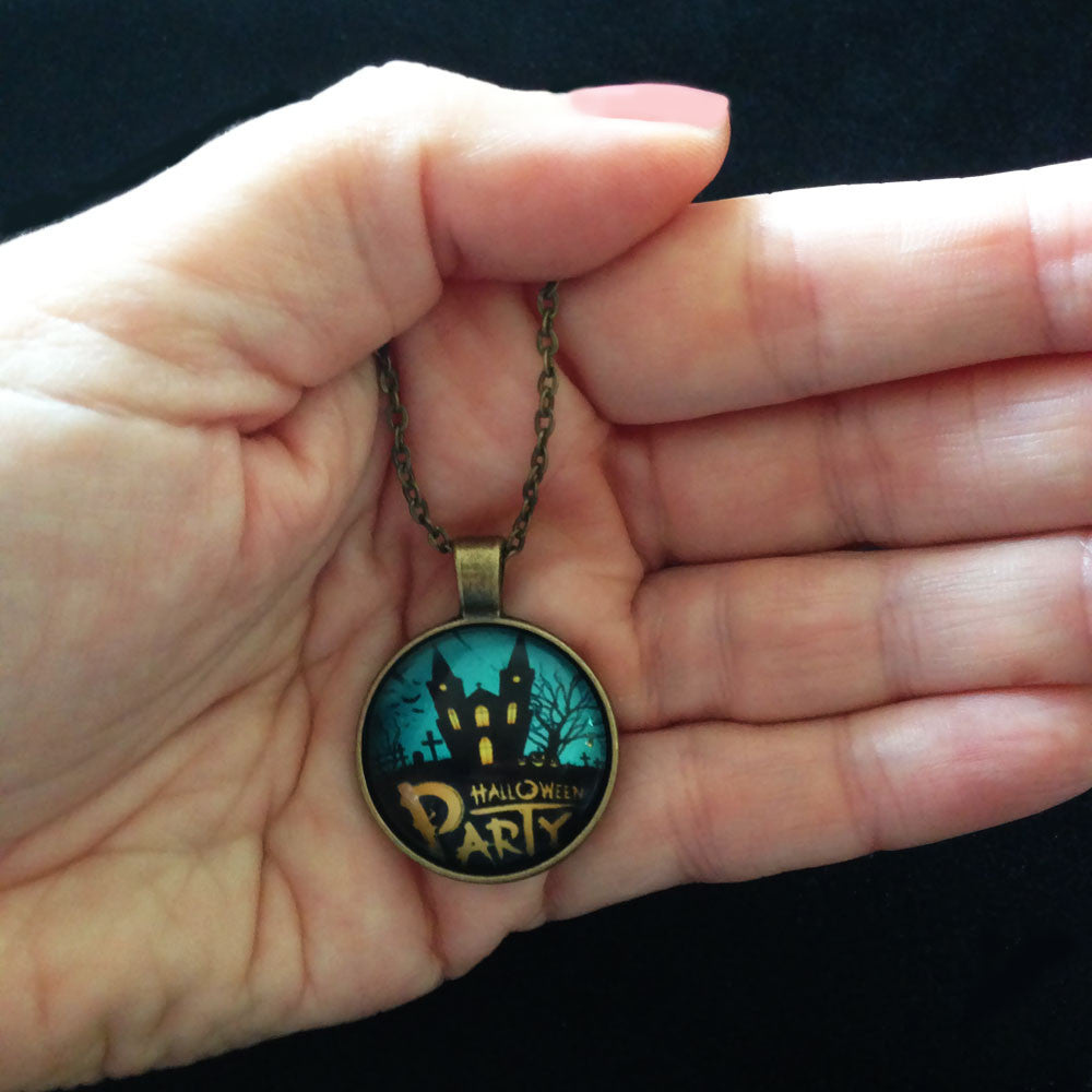 Ghost House Party Halloween Necklace