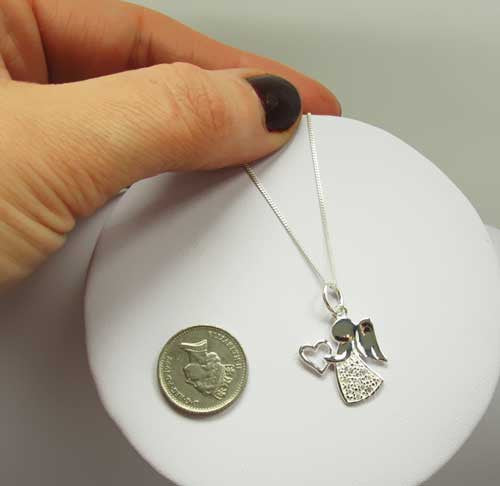Silver and Clear Cubic Zirconia Kids Angel Pendant