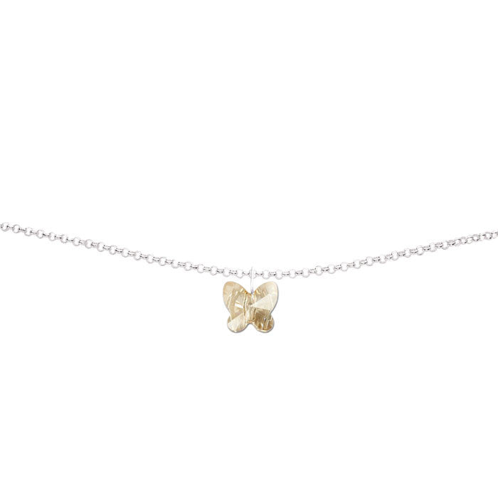 Golden Shadow Crystal Butterfly Handmade Silver Anklet by Love Lily
