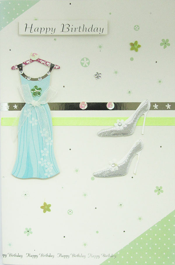 Apple Green Dress Happy Birthday Card