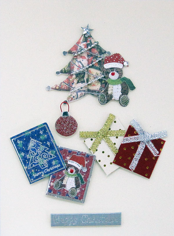 Christmas tree and presents handmade Christmas card
