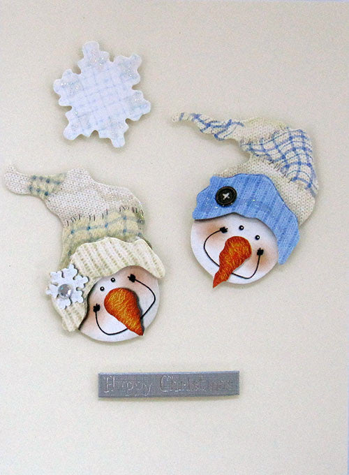Two snowmen handmade Christmas card