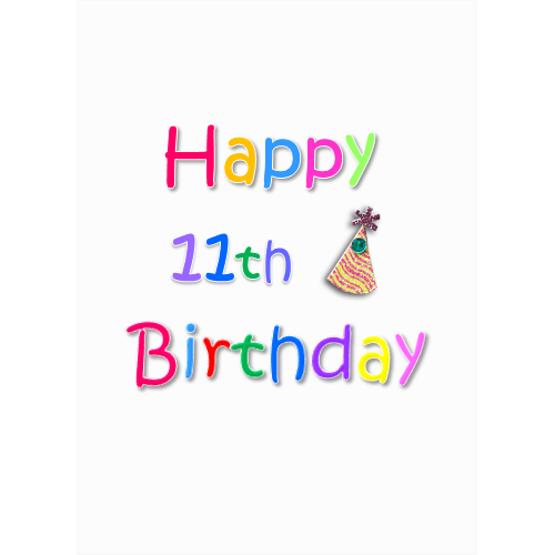 11th Birthday Party Hat Handmade Card