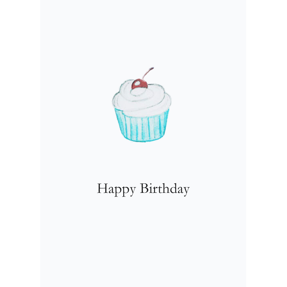 Cherry Cup Cake Handmade Birthday Card