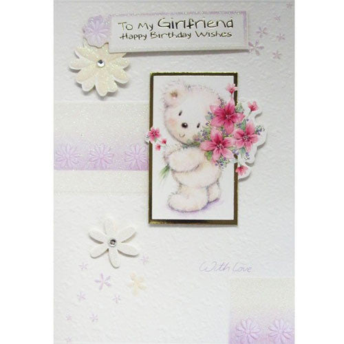 Bear with Flowers Girlfriend Birthday Card
