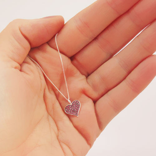 Pink Heart Pendant with Black Rhodium