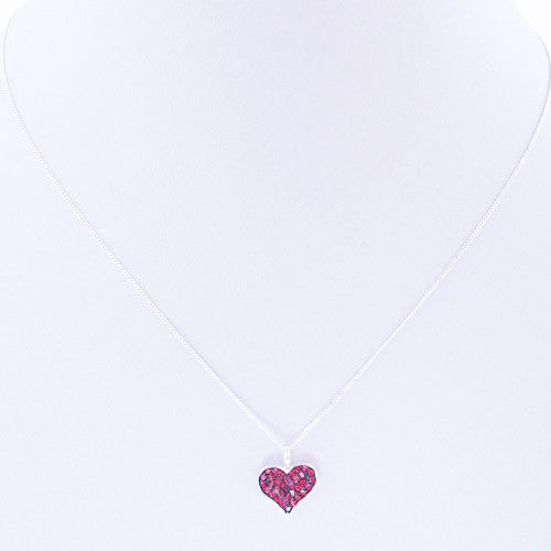 Pink Heart Pendant with Black Rhodium