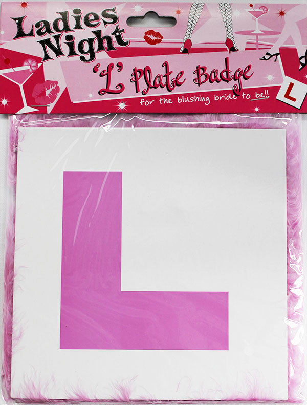 L Plate with Feather Boa Trim