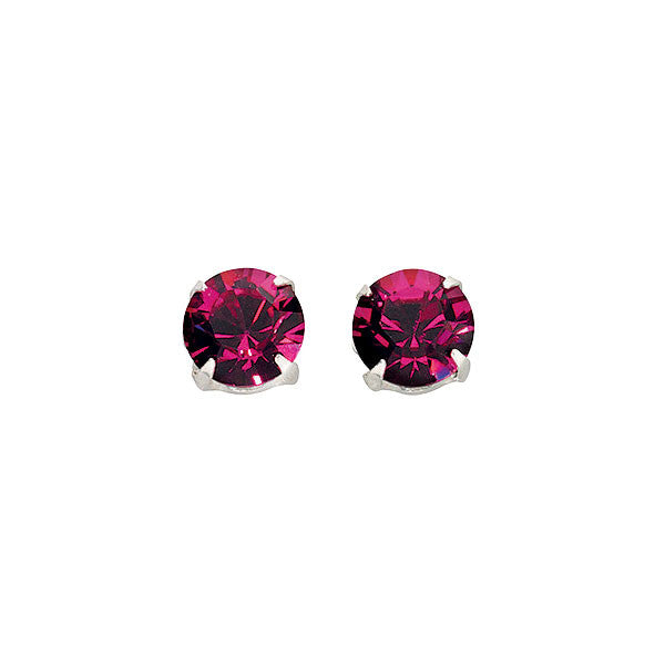  Sterling Silver Fuchsia Crystal Earrings