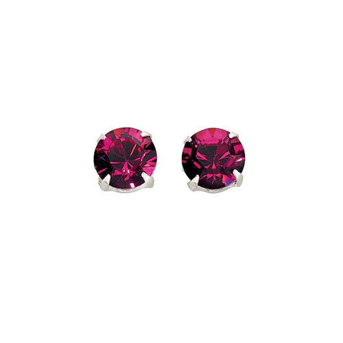 Sterling Silver Fuchsia Crystal Earrings