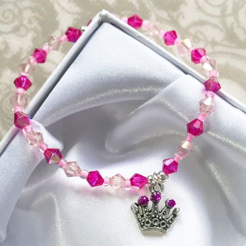 If the Crown Fits Girls Princess Crystal Bracelet