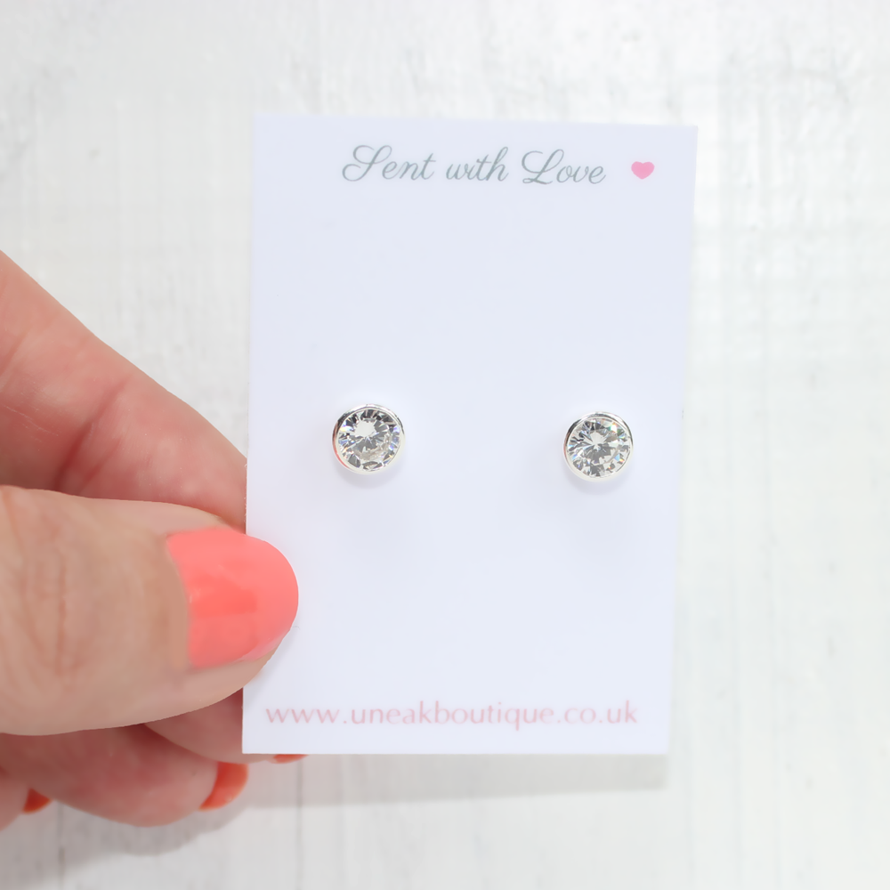 Kensington Cubic Zirconia Solitaire Silver Earrings