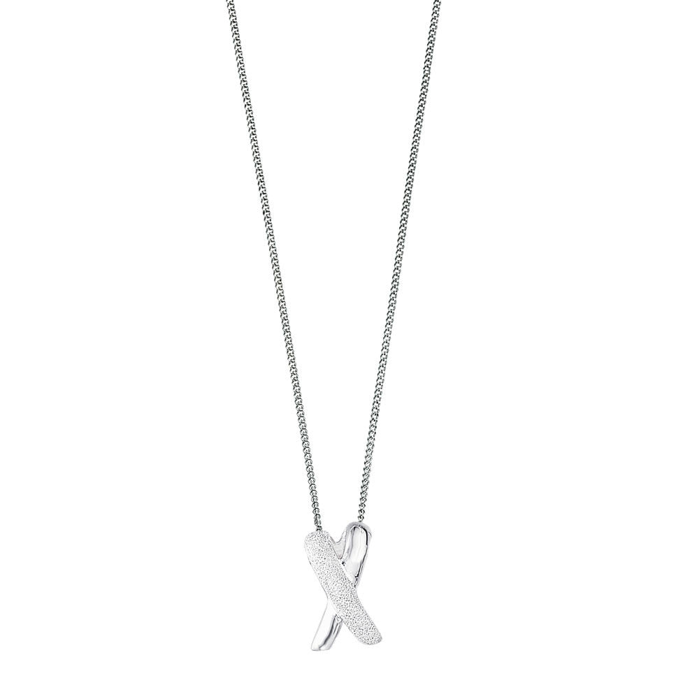 Diamond Cut Kiss Silver Pendant