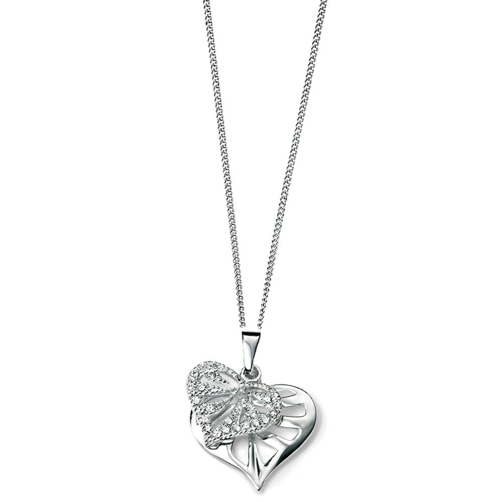 Crystal Nights Double Heart Silver Pendant