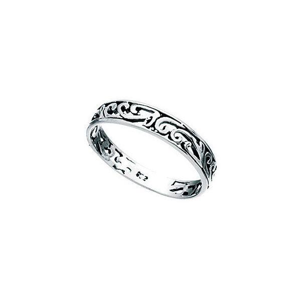 Ladies Slim Filigree Sterling Silver Ring