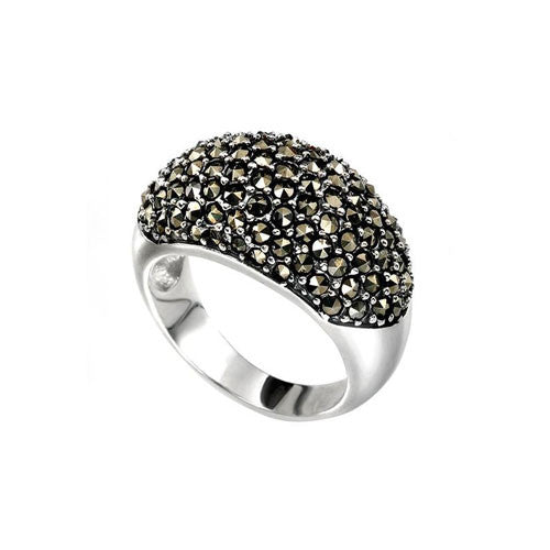 Domed Marcasite Ring in Sterling Silver