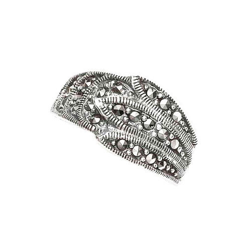 Leaf Design Marcasite Ring in Sterling Silver