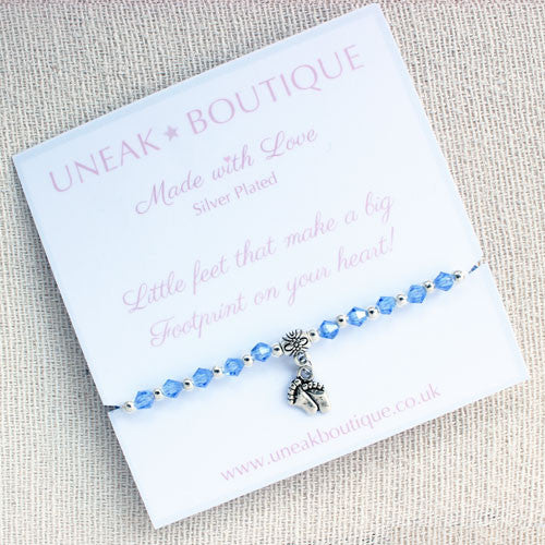  Little Footprints Blue Crystal Handmade Bracelet