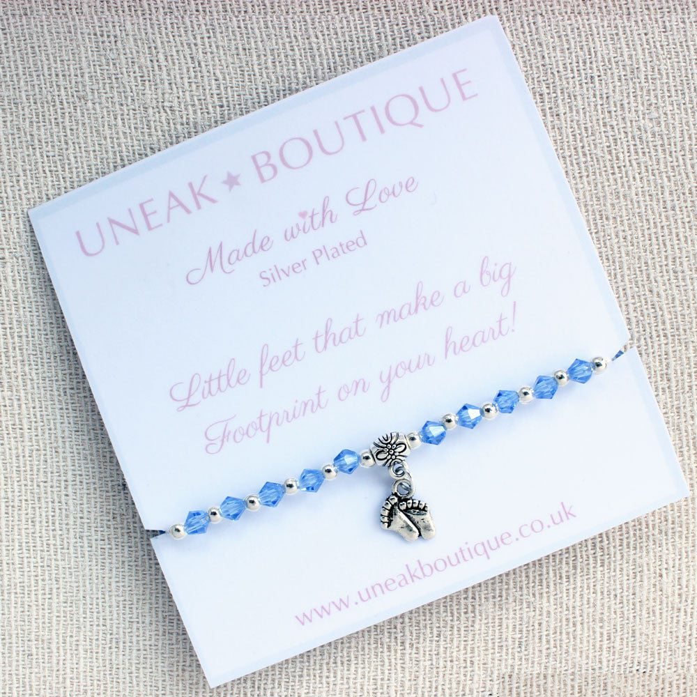  Little Footprints Blue Crystal Handmade Bracelet