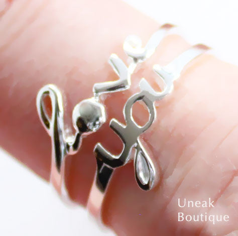 Love You Sterling Silver Ring Set