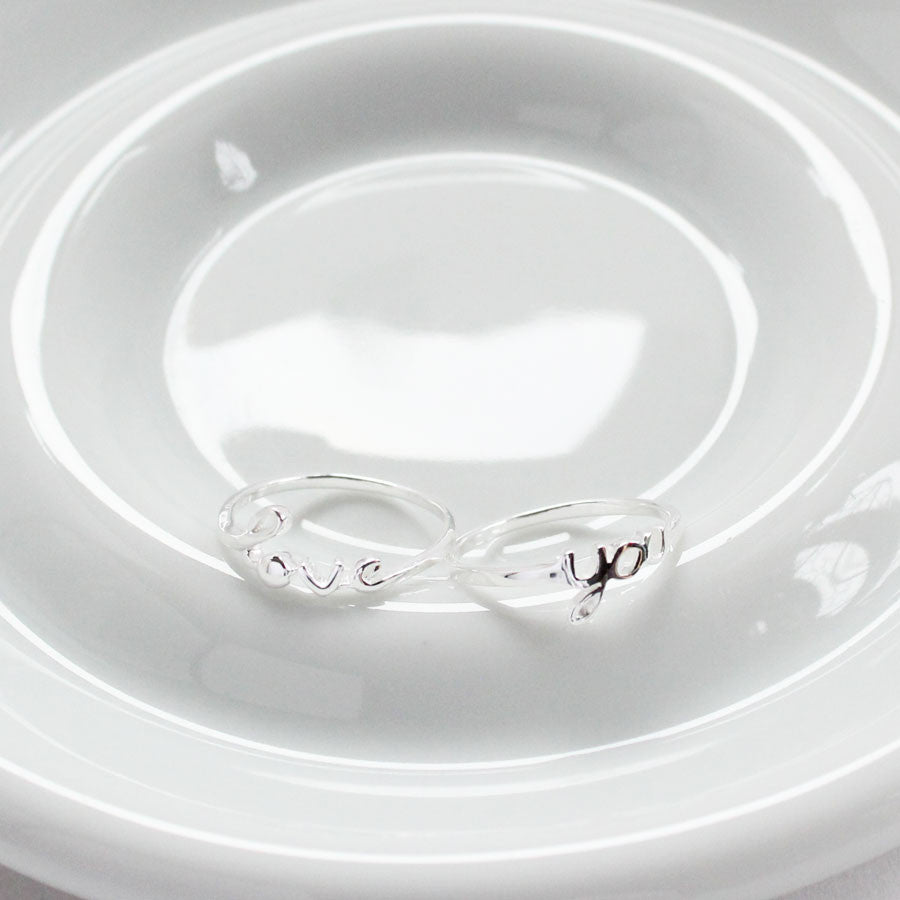 Love You Sterling Silver Ring Set