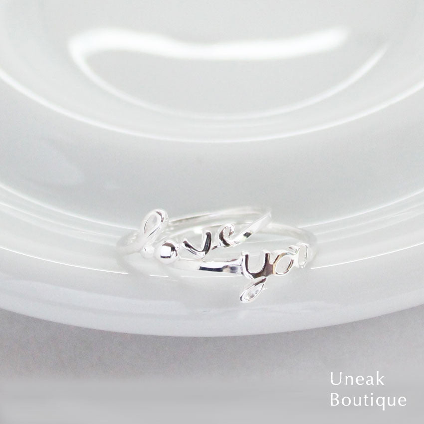 Love You Sterling Silver Ring Set