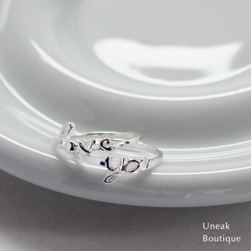 Love You Sterling Silver Ring Set