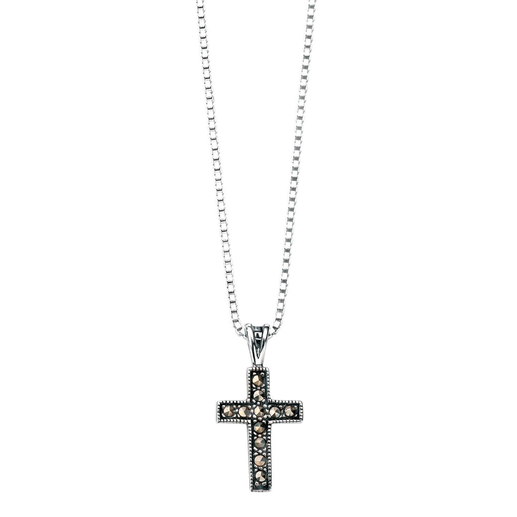 Cross Shaped Marcasite Pendant
