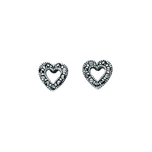 Mini Open Heart Marcasite Earrings