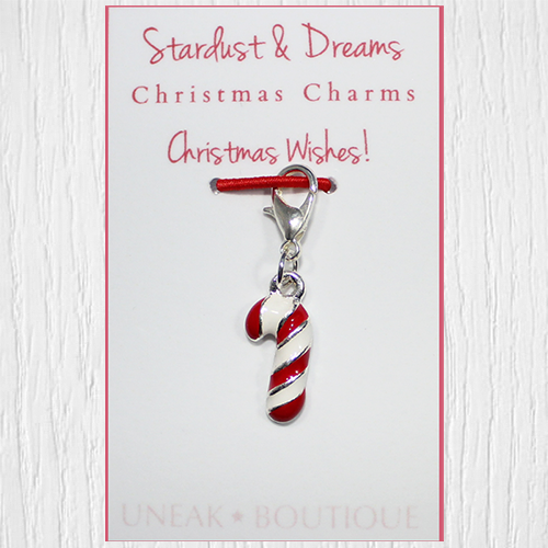 Mini Candy Cane Christmas Clip Charm