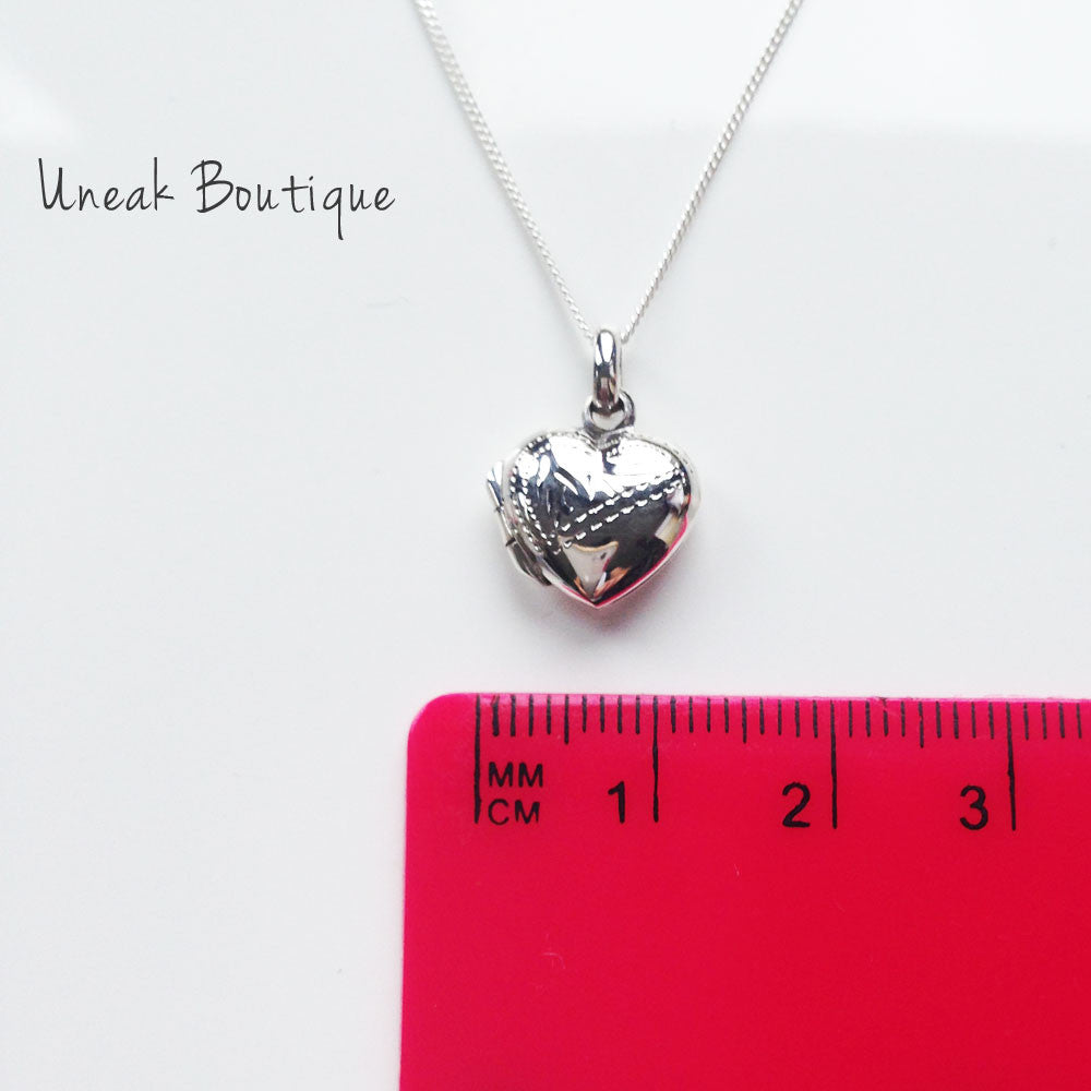 Half Engraved Heart Silver Locket
