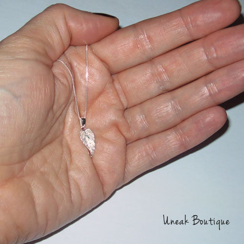 Sterling Silver Mini Etched Leaf Pendant