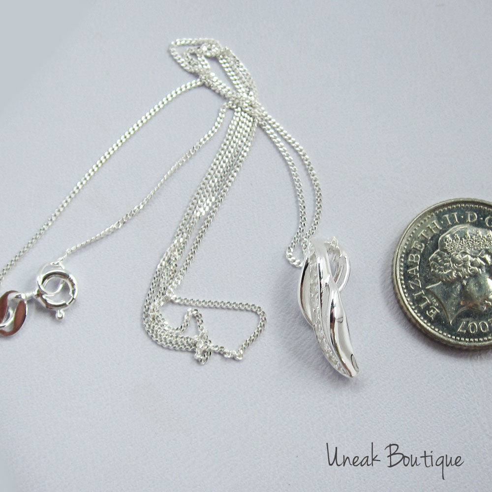 Mini Marquise Silver Pendant with Cubic Zirconia by Elements Silver