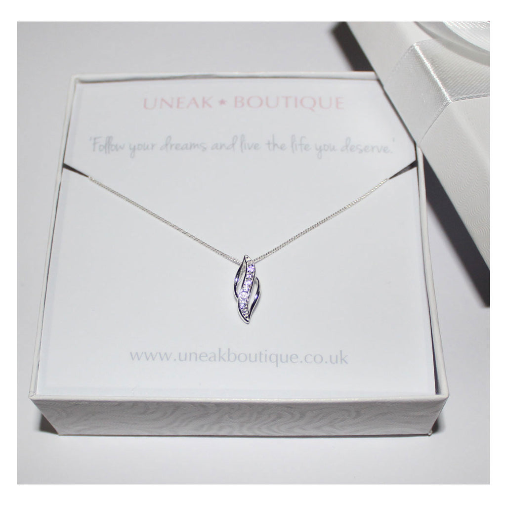Mini Marquise Silver Pendant with Cubic Zirconia by Elements Silver