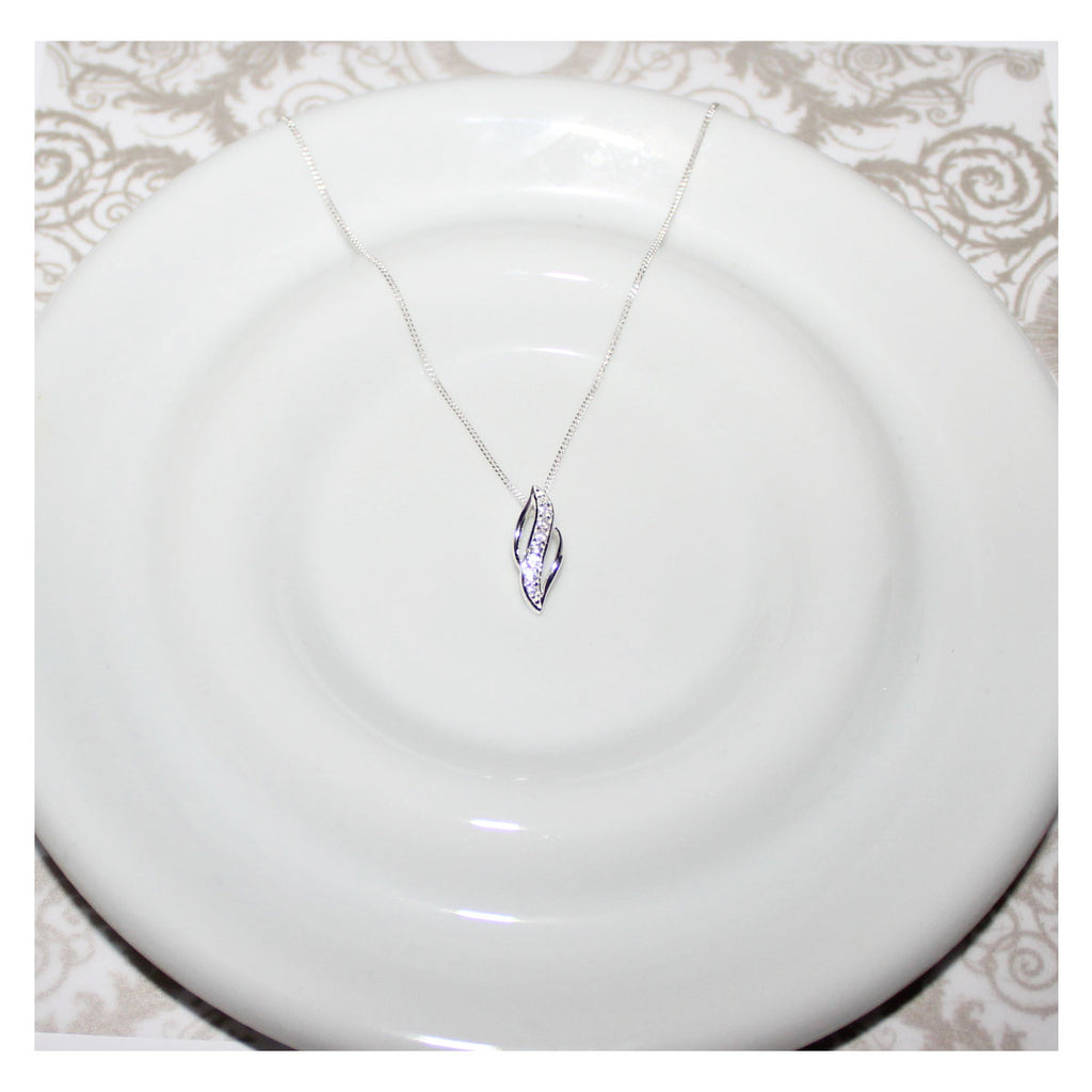 Mini Marquise Silver Pendant with Cubic Zirconia by Elements Silver