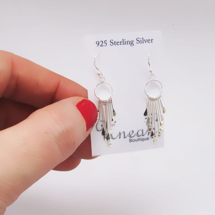 Multi-Stick Silver Earrings