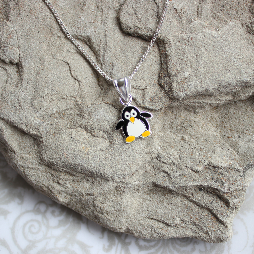 Sterling Silver North Pole Christmas Penguin Pendant