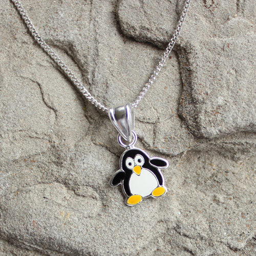 Sterling Silver North Pole Christmas Penguin Pendant