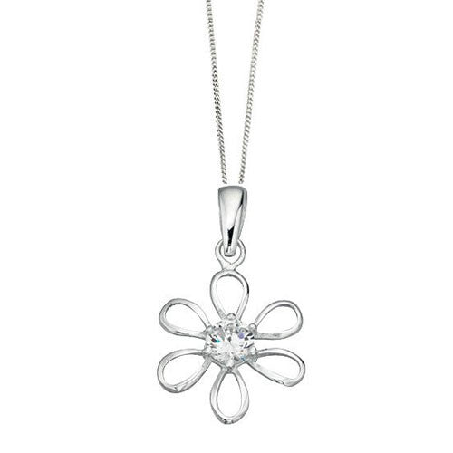 Open Daisy Flower Silver Pendant