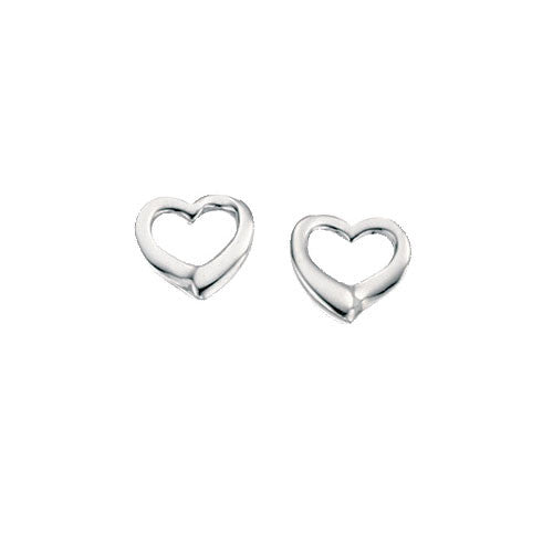 Small Open Silver Heart Earrings