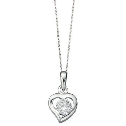 Clear Crystal Silver Heart Pendant